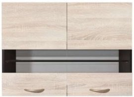 Zgornja omara z vitrino Junona Line - wenge/sonoma hrast - 80 cm