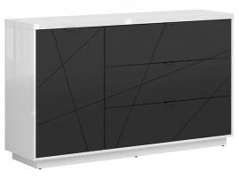 Komoda Forn - Bela sijaj/mat črna