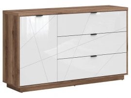 Komoda Forn - Temni delano hrast/bela sijaj