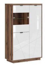 Omara s steklenimi vstavki Forn - Temni delano hrast/bela sijaj