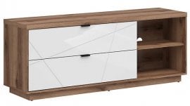 TV komoda Forn - Temni delano hrast/bela sijaj