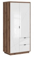 Garderobna omara Forn - Temni delano hrast/bela sijaj