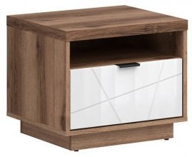 Nočna omara Forn - Temni delano hrast/bela sijaj