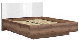 Postelja Forn - 160x200 cm - Temni delano hrast/bela sijaj