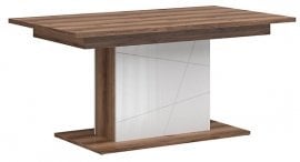 Raztegljiva jedilna miza Forn - Temni delano hrast/bela sijaj