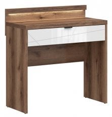 Toaletna mizica Forn - Temni delano hrast/bela sijaj