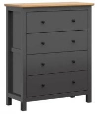 Komoda s štirimi predali Hesen - Grafit/artisan hrast