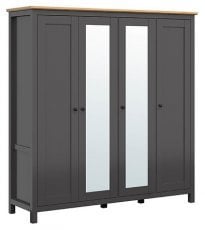 Garderobna omara z ogledalom Hesen - Grafit/artisan hrast