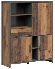 Širok regal Weston - Starinski bor/Matera