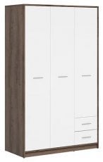 Garderobna trivratna omara Nepo Plus - Samostanski hrast/bela