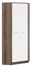 Kotna garderobna omara Nepo Plus - Samostanski hrast/bela