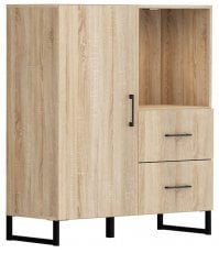 Komoda kvadrataste oblike s kovinskimi nogami Modeo - Sonoma hrast