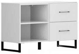 Majhna komoda s kovinskimi nogami in predali Modeo - Bela