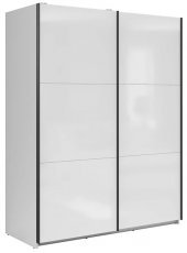 Black Red White - Garderobna omara z drsnimi vrati Tetrix 153 cm - Bela sijaj