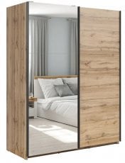 Garderobna omara z drsnimi vrati in ogledalom 183 cm Tetrix - votan hrast