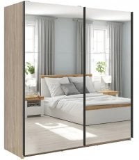 Garderobna omara z drsnimi zrcalnimi vrati Tetrix 183 cm - Sonoma hrast