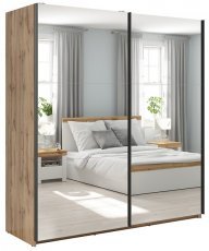 Garderobna omara z drsnimi zrcalnimi vrati Tetrix 183 cm - votan hrast