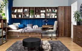 Komplet za dnevna sobo, hodnik Nepo Plus - samostanski hrast/bel