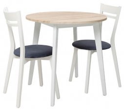 Black Red White - Komplet mize in stolov Keita - Sonoma hrast/bela/temno siva