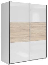 Garderobna omara Tetrix 153 cm - bela sijaj/sonoma hrast