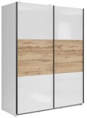 Garderobna omara Tetrix 153 cm - bela sijaj/votan hrast