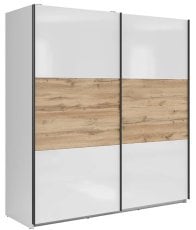 Garderobna omara Tetrix 183 cm - bela sijaj/votan hrast