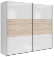Garderobna omara Tetrix 220 cm - bela sijaj/sonoma hrast