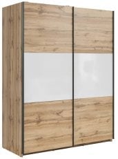 Garderobna omara Tetrix 153 cm - votan hrast/bela sijaj