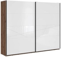 Garderobna omara Forn 270 cm - temni delano hrast/bela sijaj