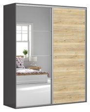 Garderobna omara z drsnimi vrati in ogledalom Flex Set №242 - 200 cm