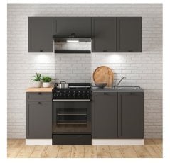 Kuhinjski sestav Junona Line 180 cm (brez delovne plošče) - bel/grafit