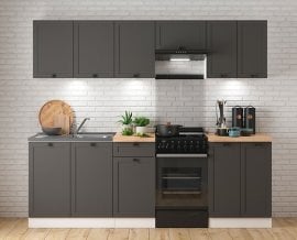 Kuhinjski sestav Junona Line 230 cm (brez delovne plošče) - bel/grafit