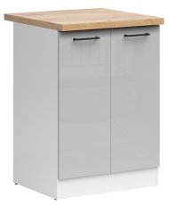 Spodnja omara Junona Line 60 cm  (delovna plošča) - bela/svetlo siva sijaj 