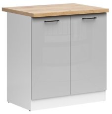 Spodnja omara Junona Line 80 cm (delovna plošča) - bela/svetlo siva sijaj 