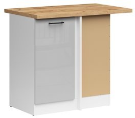 Spodnja kotna omara Junona Line desna 100 cm (delovna plošča) - bela/svetlo siva sijaj