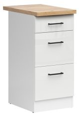 Spodnja omara s predali Junona Line 40 cm (delovna plošča) - bela/kreda sijaj 