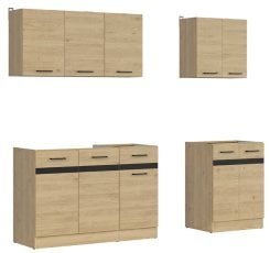 Kuhinjski sestav Junona Line A 180 cm  (brez delovne plošče) - hrast bernstein