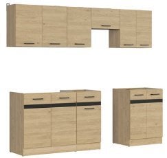 Kuhinjski sestav Junona Line 230 cm (brez delovne plošče) - hrast bernstein