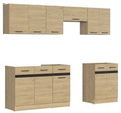 Kuhinjski sestav Junona Line 240 cm (brez delovne plošče) - hrast bernstein