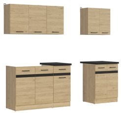 Kuhinjski sestav Junona Line A 180 cm (delovna plošča) - hrast bernstein