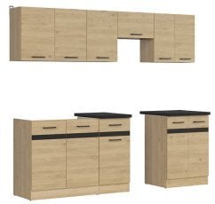 Kuhinjski sestav Junona Line 230 cm (delovna plošča) - hrast bernstein