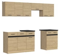 Kuhinjski sestav Junona Line 240 cm (delovna plošča) - hrast bernstein
