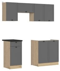Kuhinjski sestav Junona Line 180 cm (delovna plošča) - hrast bernstein/grafit