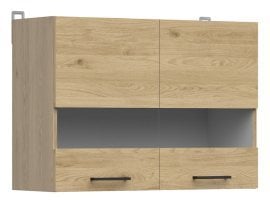Zgornja omara z vitrino Junona Line 80 cm - hrast bernstein
