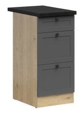 Spodnja omara s predali Junona Line 40 cm (delovna plošča) - hrast bernstein/grafit