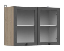 Zgornja vitrina Junona Line 80 cm - hrast bernstein/grafit