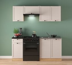 Kuhinjski sestav Junona Line 180 cm (brez delovne plošče) - hrast bernstein/uni kašmir