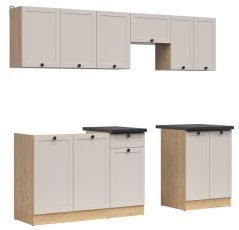 Kuhinjski sestav Junona Line 230 cm (delovna plošča) - hrast bernstein/uni kašmir