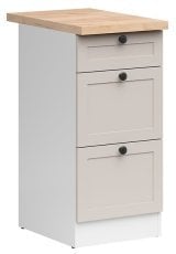 Spodnja omara s predali Junona Line 40 cm (delovna plošča) - bela/uni kašmir