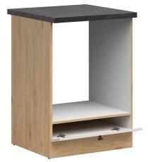 Spodnja omara za vgradno pečico Junona Line 60 cm (delovna plošča) - hrast bernstein/uni kašmir  